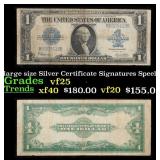 1923 $1 large size Silver Certificate Grades vf+ S