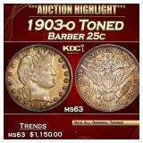 1903-o Barber Quarter Toned 25c ms63 USCG