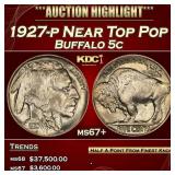1927-p Buffalo Nickel Near Top Pop 5c ms67+ SEGS