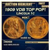 1909 VDB Lincoln Cent TOP POP! 1c ms68 rd SEGS