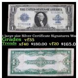 1923 $1 large size Silver Certificate Grades vf++