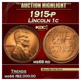1915-p Lincoln Cent 1c ms66 rd SEGS