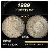 1889 Liberty Nickel 5c Grades ms65