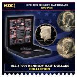 Complete 3 PC. 1990 Kennedy Half Dollar 50c set In