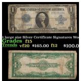 1923 $1 large size Silver Certificate Grades f+ Si