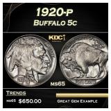 1920-p Buffalo Nickel 5c Grades ms65