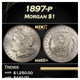 1897-p Morgan Dollar $1 Grades ms65+