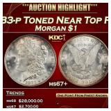 1883-p Morgan Dollar Toned Near Top Pop $1 ms67+ S