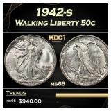 1942-s Walking Liberty Half Dollar 50c Grades ms66