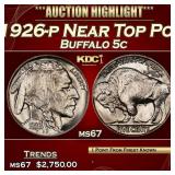 1926-p Buffalo Nickel Near Top Pop 5c ms67 SEGS