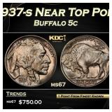 1937-s Buffalo Nickel Near Top Pop 5c ms67 SEGS