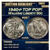 1940-p Walking Liberty Half Dollar TOP POP! 50c ms