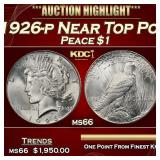 1926-p Peace Dollar Near Top Pop $1 ms66 SEGS