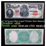 1907 $5 Large Size Legal Tender Note 'WoodChopper'
