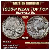 1935-p Buffalo Nickel Near Top Pop 5c ms68 SEGS