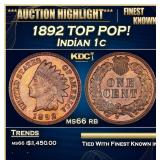 1892 Indian Cent TOP POP! 1c ms66 rb SEGS