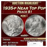 1935-p Peace Dollar Near Top Pop $1 ms66+ SEGS