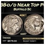 1938-d/d Buffalo Nickel Near Top Pop 5c ms67 SEGS