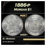 1886-p Morgan Dollar $1 Grades ms62+