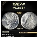 1927-p Peace Dollar $1 Grades ms63+