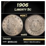 1906 Liberty Nickel 5c Grades ms65