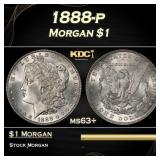 1888-p Morgan Dollar $1 Grades ms63+