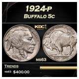 1924-p Buffalo Nickel 5c Grades ms63