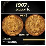 1907 Indian Cent . 1c Grades ms64 rd