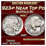 1923-p Buffalo Nickel Near Top Pop! 5c ms67 SEGS