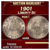 1901 Liberty Nickel 5c ms66 SEGS