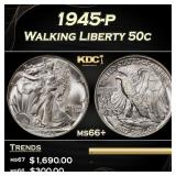 1945-p Walking Liberty Half Dollar 50c ms66+ SEGS