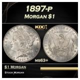 1897-p Morgan Dollar $1 Grades ms63+