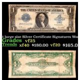 1923 $1 large size Silver Certificate Grades vf+ S