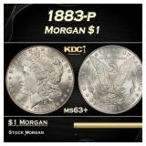 1883-p Morgan Dollar $1 Grades ms63+