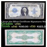 1923 $1 large size Silver Certificate Grades vf++
