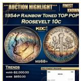 1954-p Roosevelt Dime Rainbow Toned TOP POP! 10c m