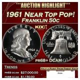1961 Proof Franklin Half Dollar Near Top Pop! 50c