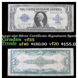 1923 $1 large size Silver Certificate Grades vf+ S