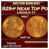 1929-p Lincoln Cent Near Top Pop! 1c ms67 rd SEGS
