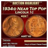 1934-d Lincoln Cent Near Top Pop 1c ms67 rd SEGS