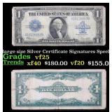 1923 $1 large size Silver Certificate Grades vf+ S