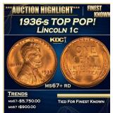 1936-s Lincoln Cent TOP POP! 1c ms67+ rd SEGS