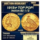 1915-p Gold Indian Quarter Eagle TOP POP! $2 1/2 m