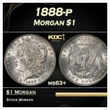 1888-p Morgan Dollar $1 Grades ms63+