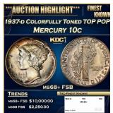 1937-d Mercury Dime Colorfully Toned TOP POP! 10c