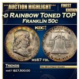 1949-d Franklin Half Dollar Rainbow Toned TOP POP!