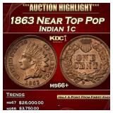 1863 Indian Cent Near Top Pop 1c ms66+ SEGS