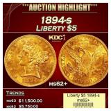 1894-s Gold Liberty Half Eagle $5 ms62+ USCG