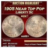 1905 Liberty Nickel Near Top Pop 5c ms66+ SEGS
