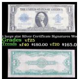 1923 $1 large size Silver Certificate Grades vf+ S